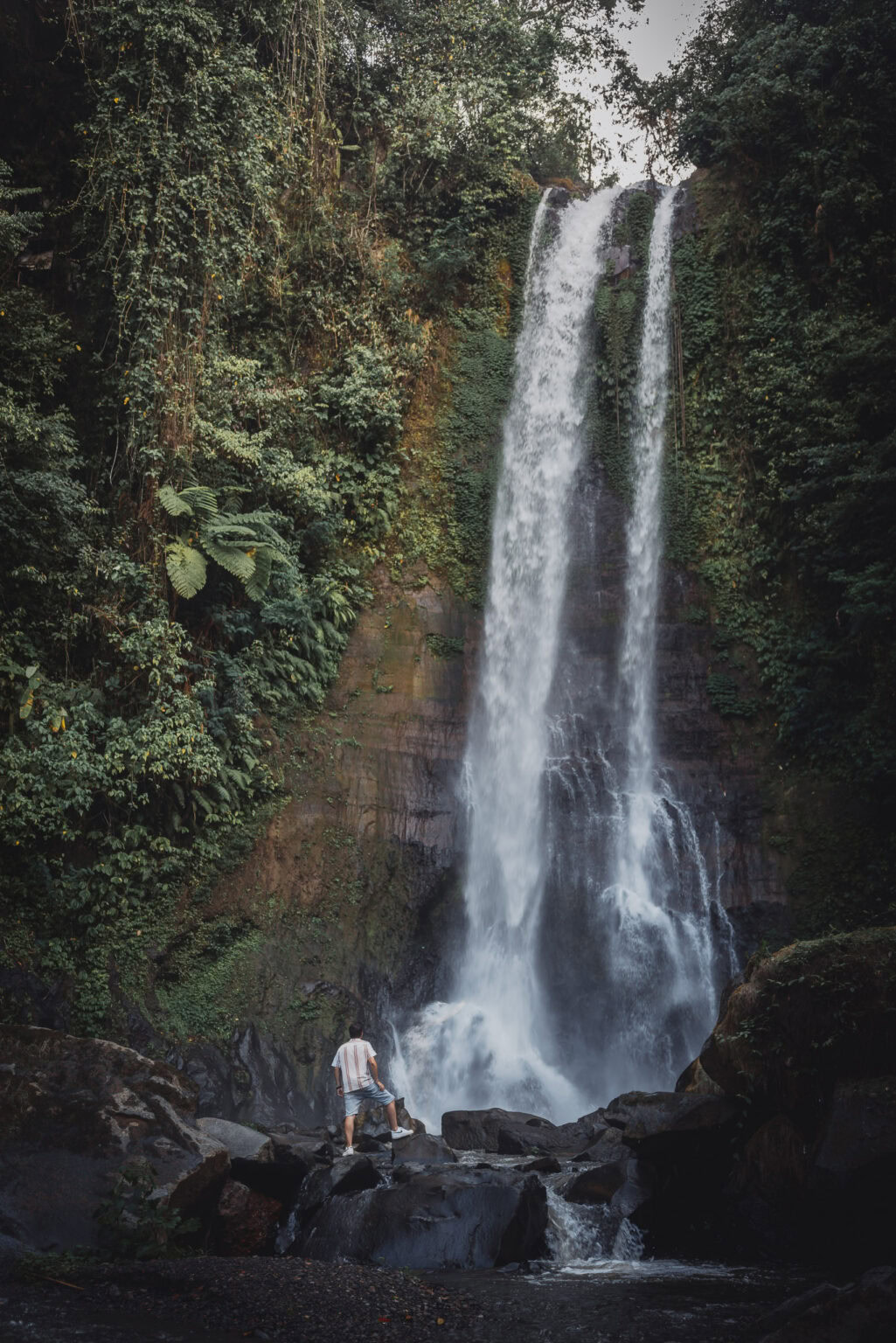 Standing in front of the Gitgit Waterfall