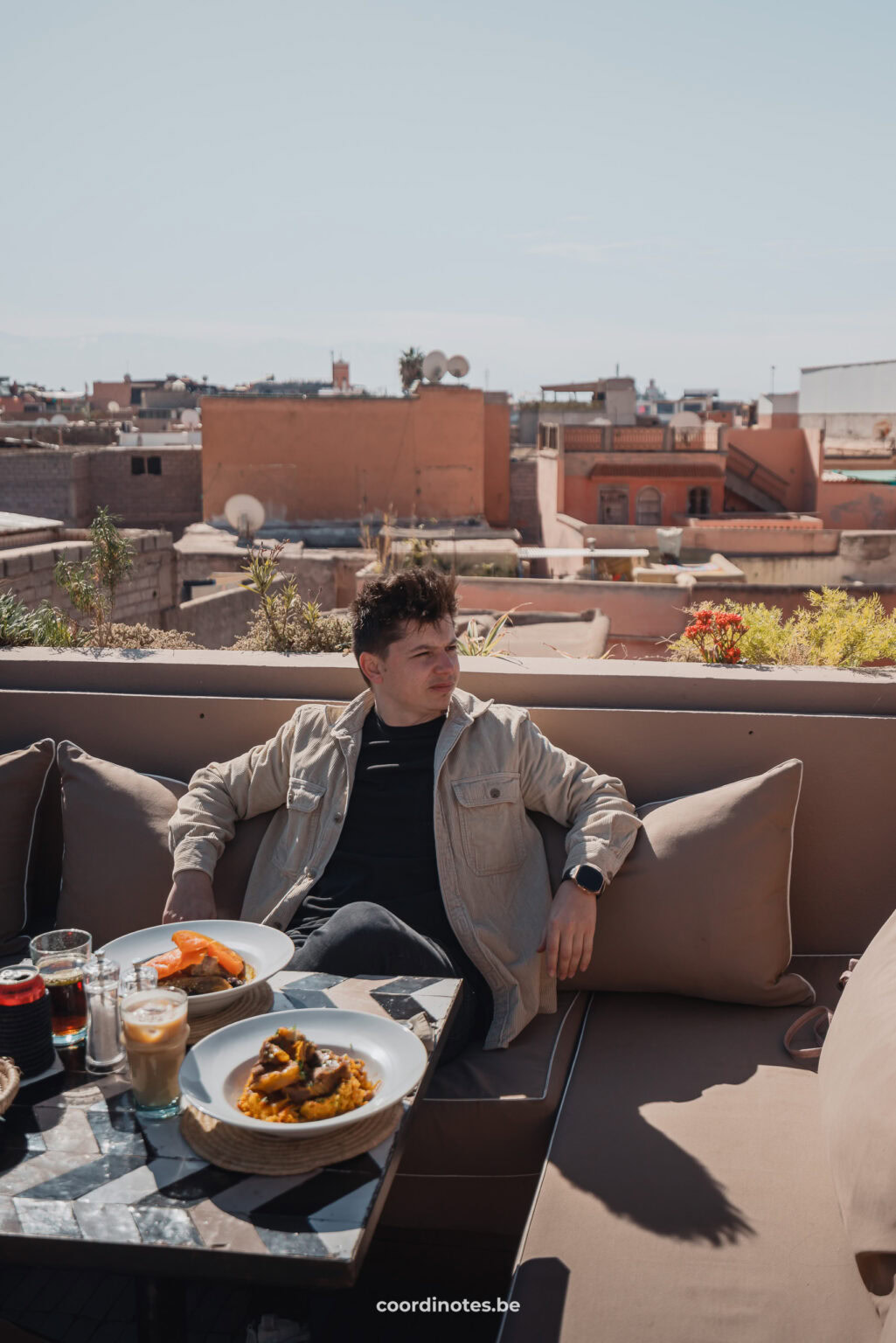Having a meal on a rooftop