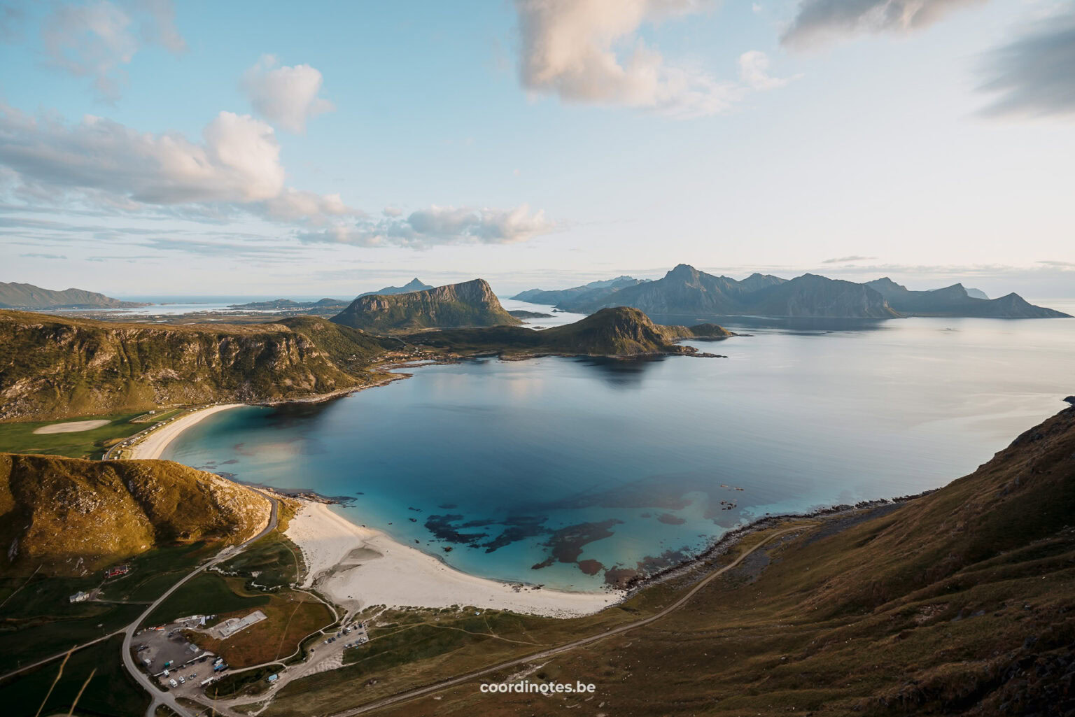 View on the beach from Mannen in Lofoten, Norway