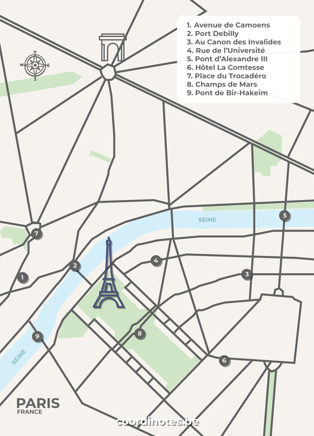 Mmap about the best photo spots for the Eiffel Tower