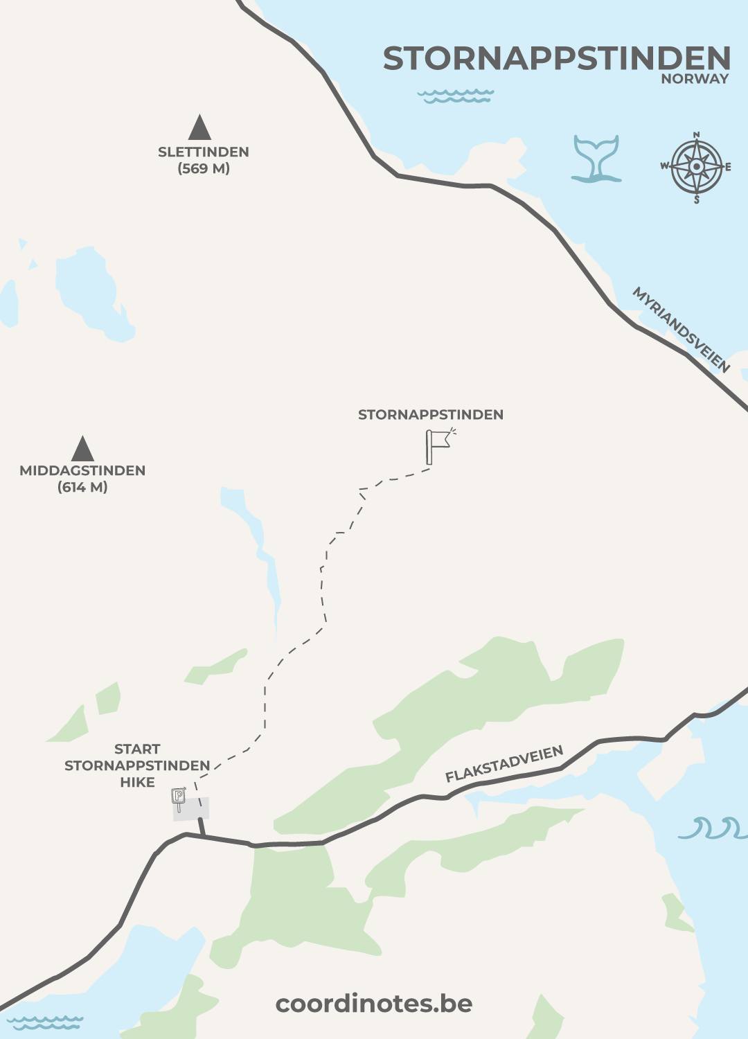 Map for the Stornappstinden hike